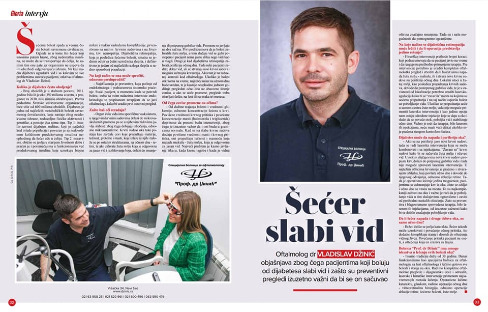 INTERVJU dr Vladislava Džinića u časopisu Glorija